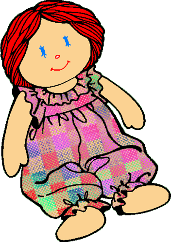 Clipart Of Doll Cartoon Pencil And In Color - Rag Doll Clip Art (352x500)