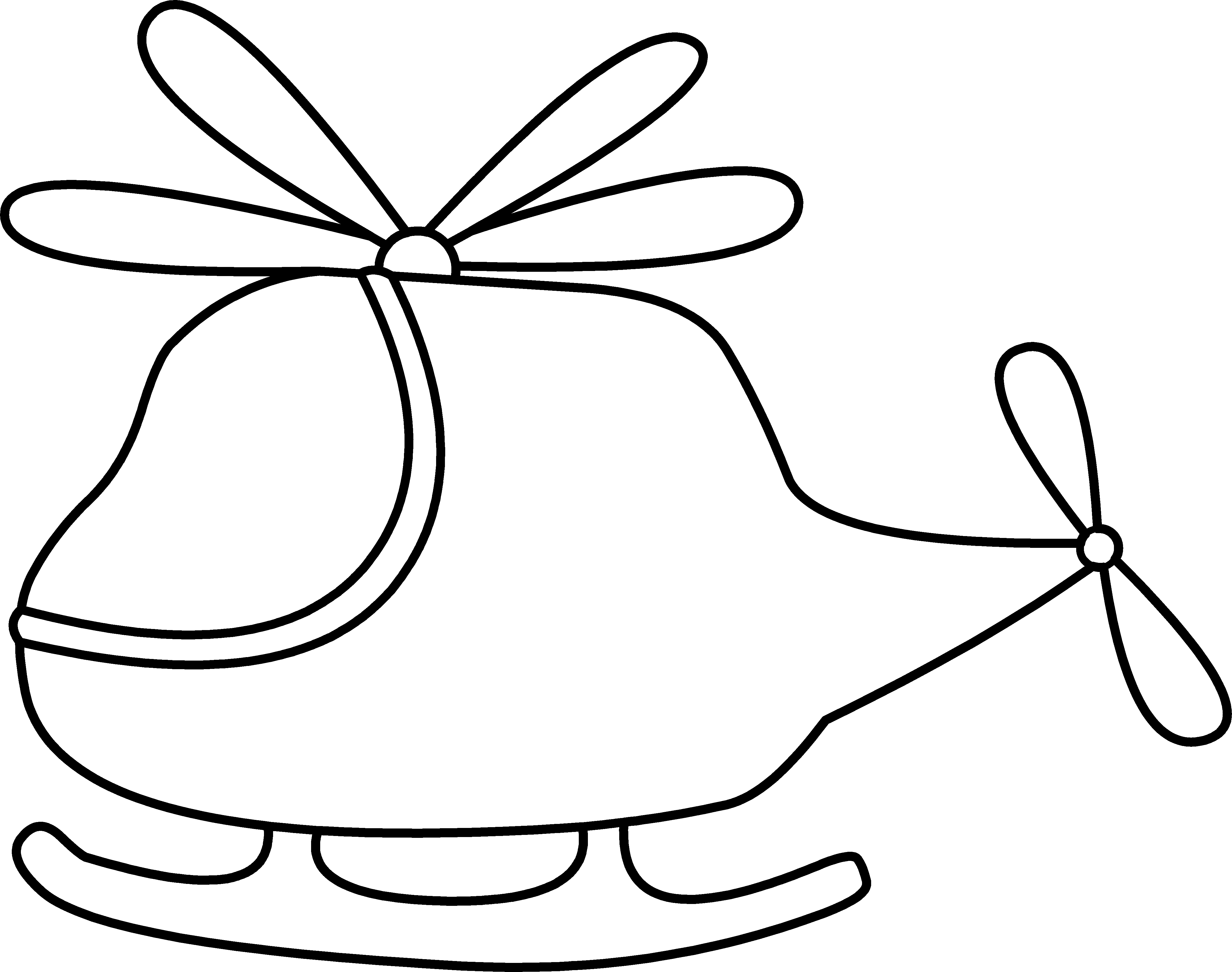 Pencil Mascot Character Helicopter 2 Line Art 0 Clipart - Cute Helicopter Clipart Black And White (4602x3630)