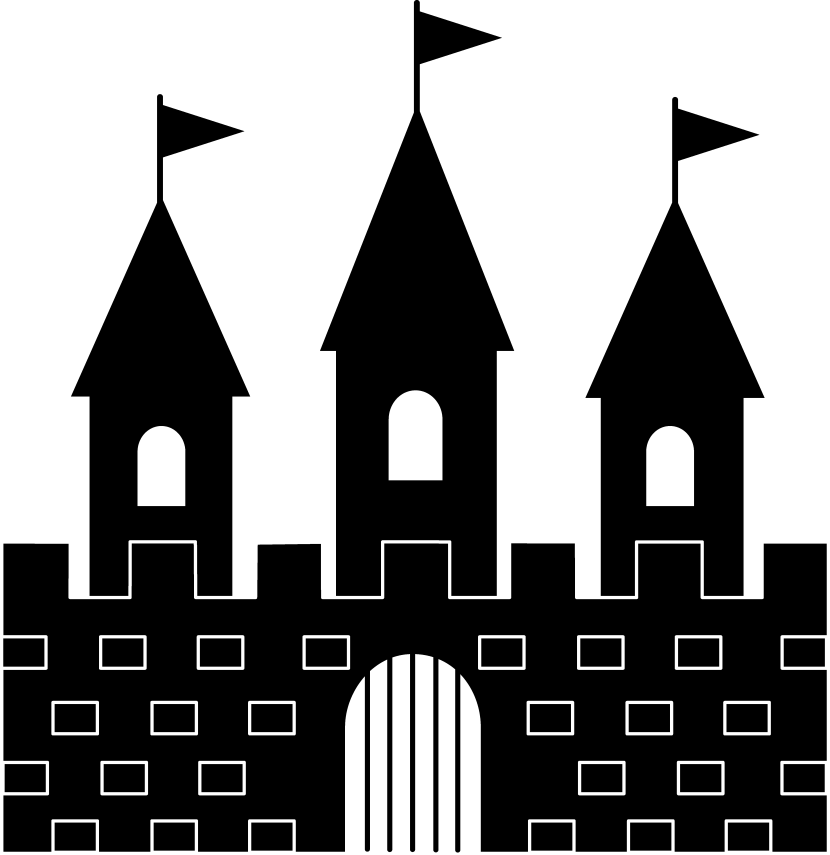 Princess Castle Clipart Black And White Free - Palace Silhouette (830x855)