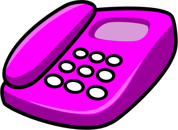 Clip Art Of Telephone Ringing In Earth Colors Clipart - Telephone Clip Art Pink (600x440)