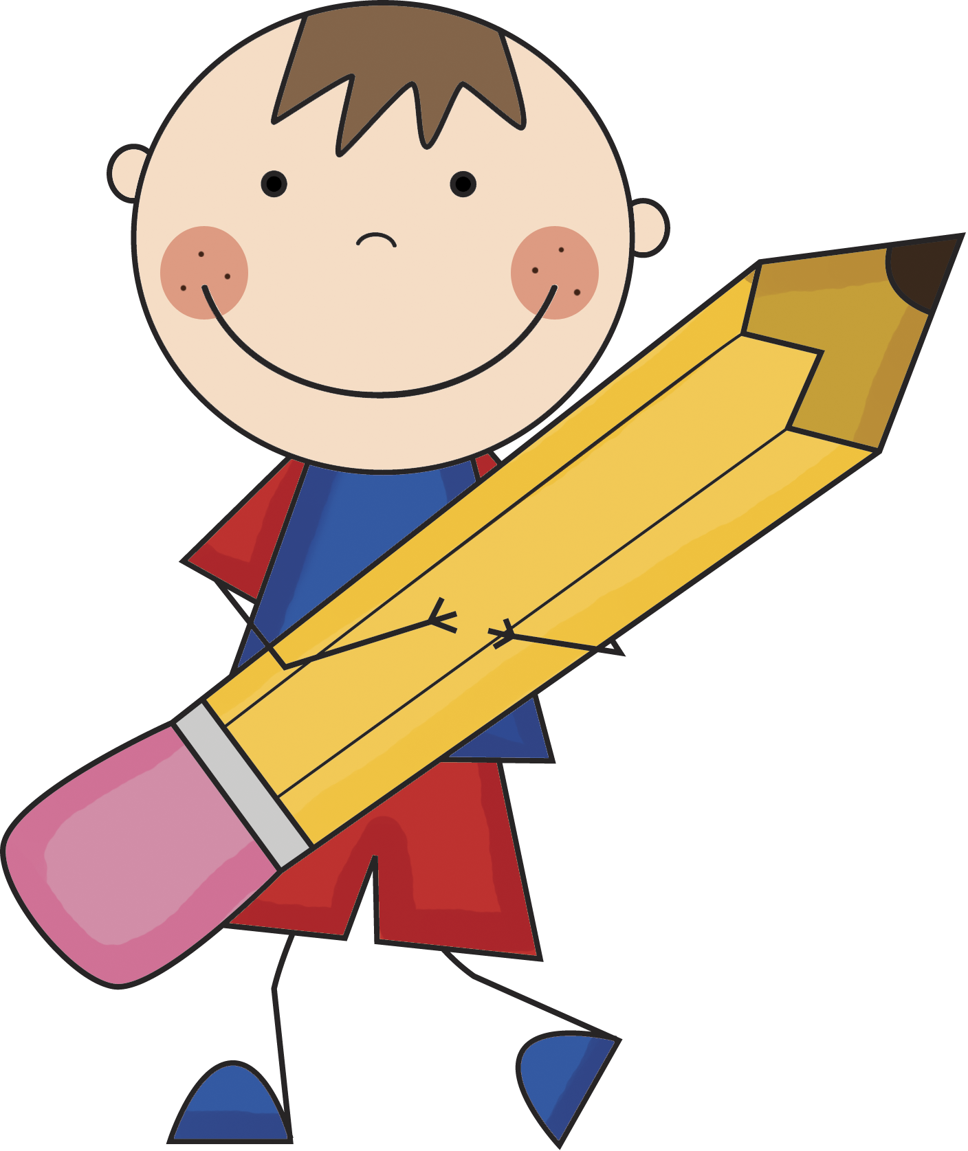 Boy With Pencil Clipart - Classroom Rules For Kindergarten (1408x1675)