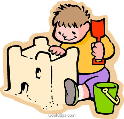 Beautiful Sand Castle Clipart Little Boy Building A - Sand Clipart (480x460)