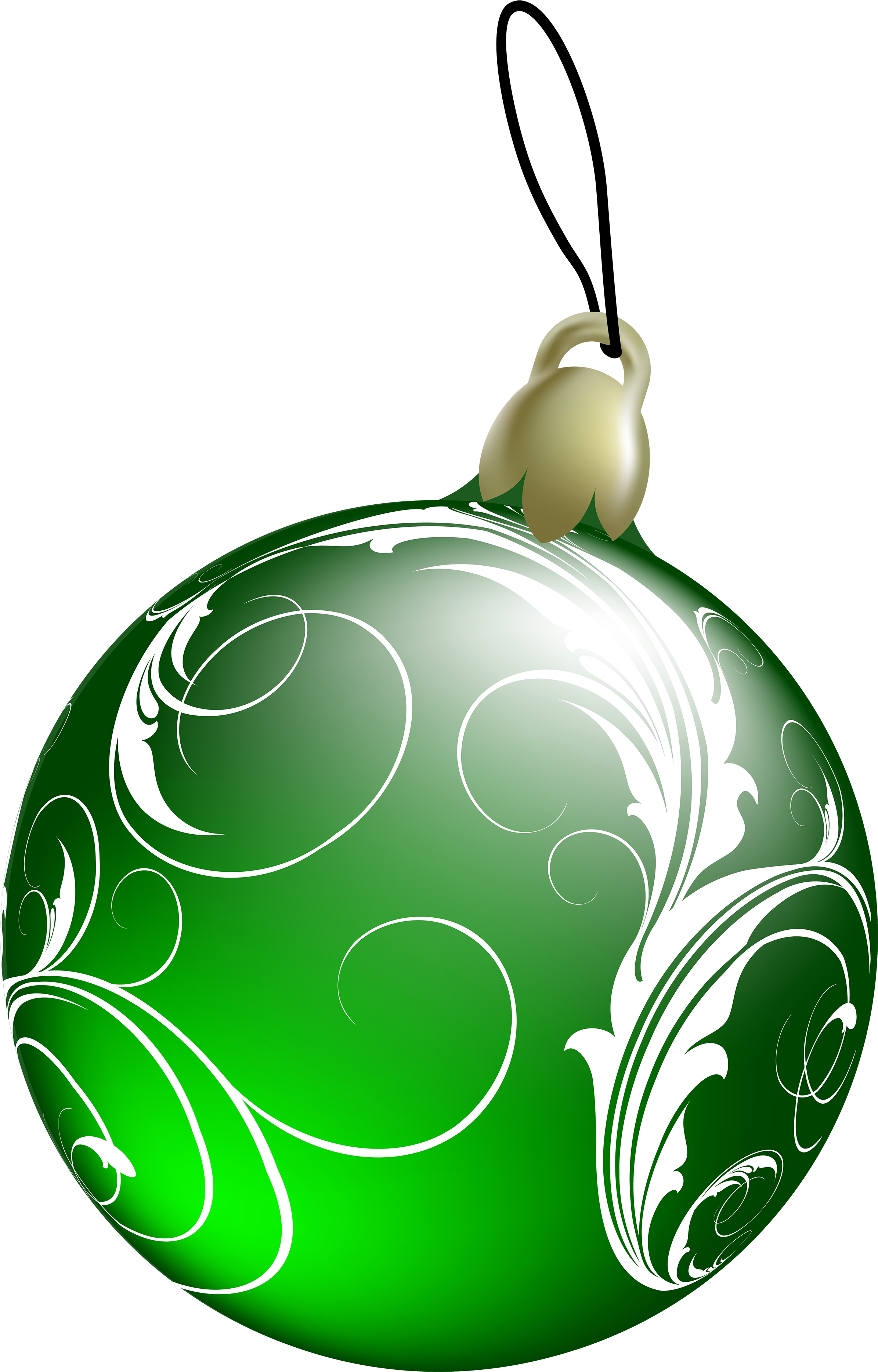 Beautiful Green Christmas Ball Png Clipart - Green Christmas Ornaments Png (2500x3828)