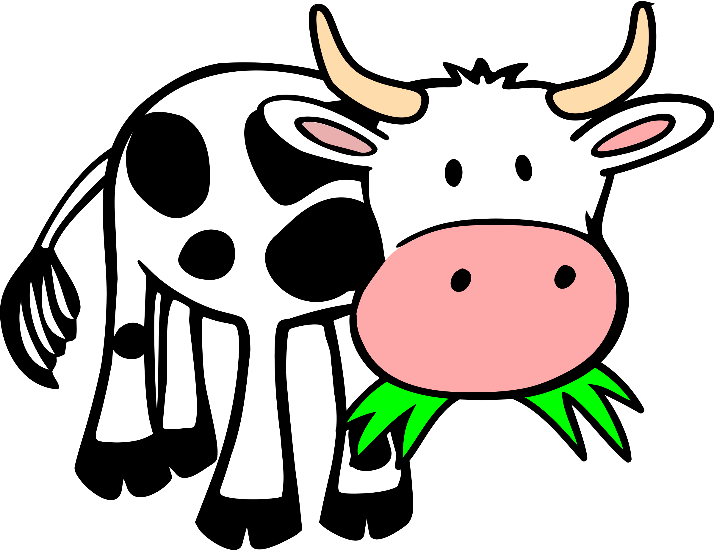 Animals Eating Clipart Grass Clip Art Library - Cow Eating Grass Clipart (2400x1849)