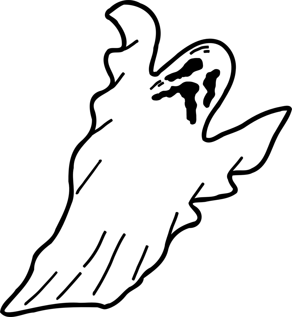 Illustration Of A Ghost - Black And White Magnifying Glass (958x1040)