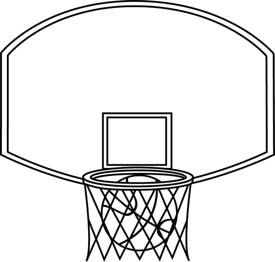 Black And White Basketball Backboard And Ball - Black And White Image Of Basket Ball (550x524)