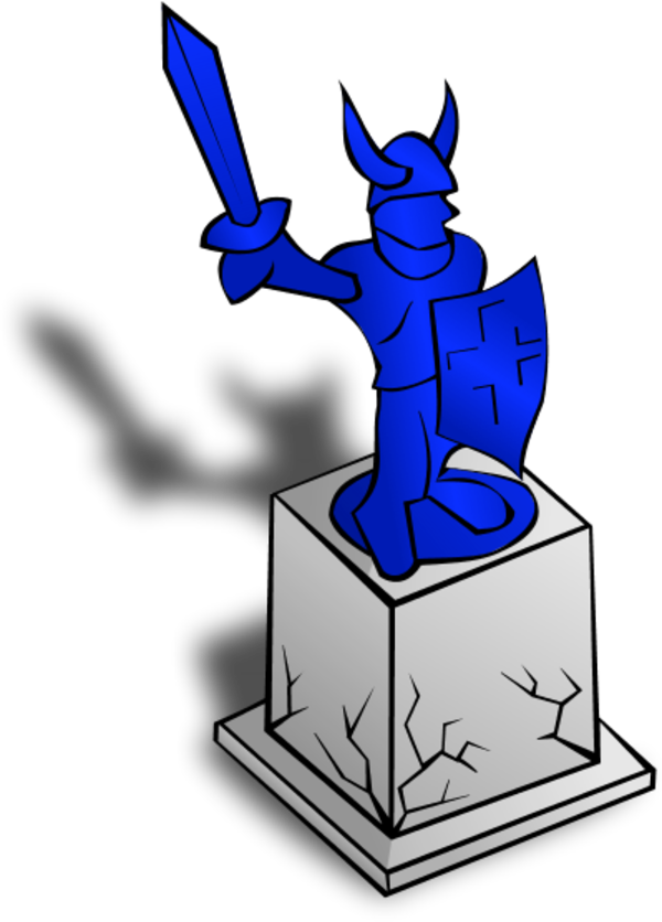 Knight Statue Holding Sword And Shield - Statue Clip Art (600x836)