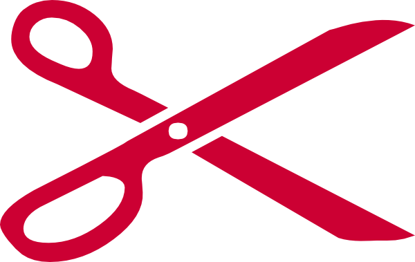 Line Clipart Red - Red Scissors Clipart (600x379)