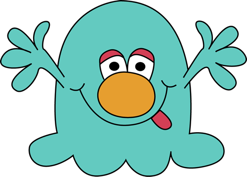 Slimy Monster - Arms Wide Open Cartoon (500x359)