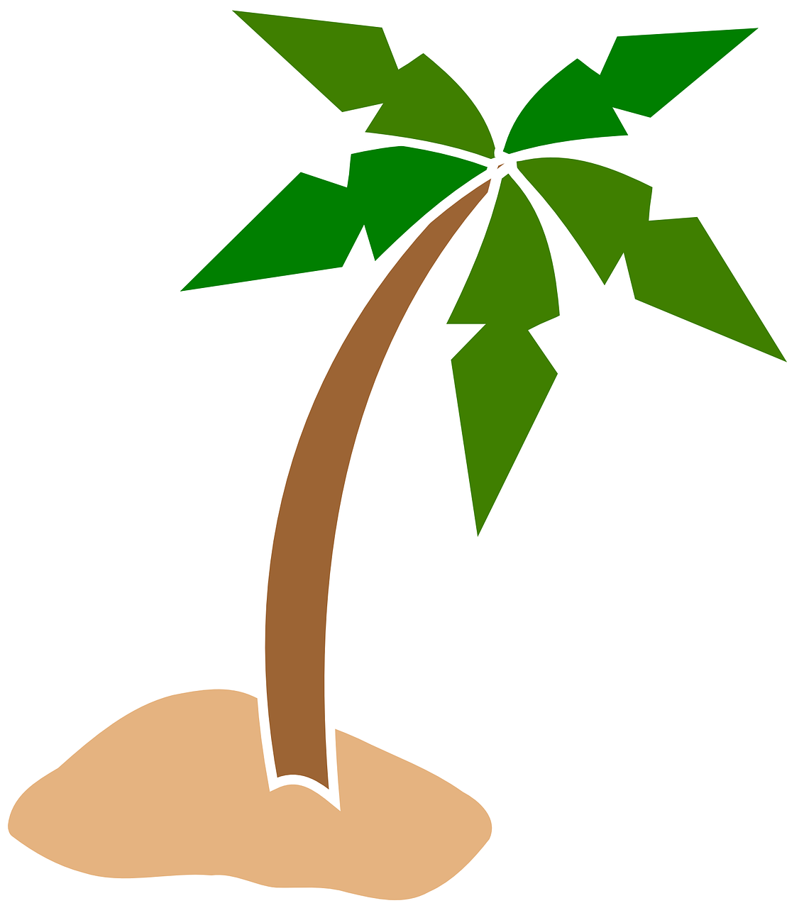 Palm Tree Beach Exotic Nature Hot Sunny - Coconut Tree Vector Png (906x1024)