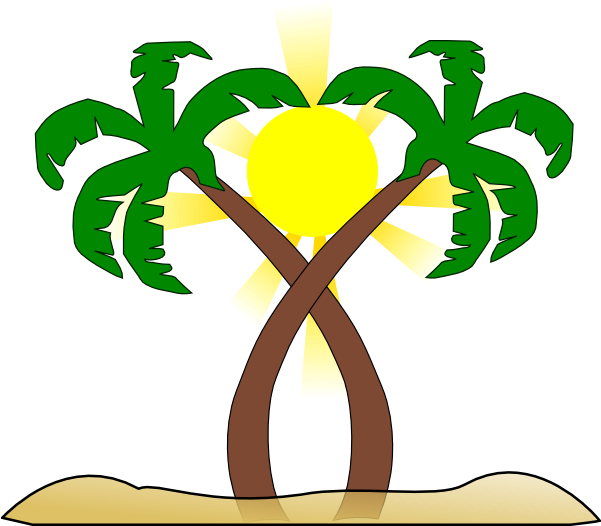 Double Palm Beach Clip Art - Double Palm Tree (600x544)