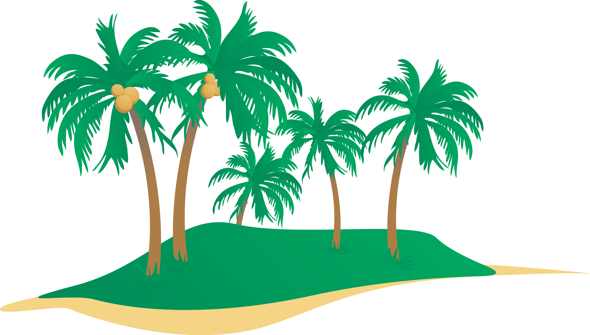 Beach Seaside Resort Clip Art - Coconut Tree Vector Png (2471x1402)