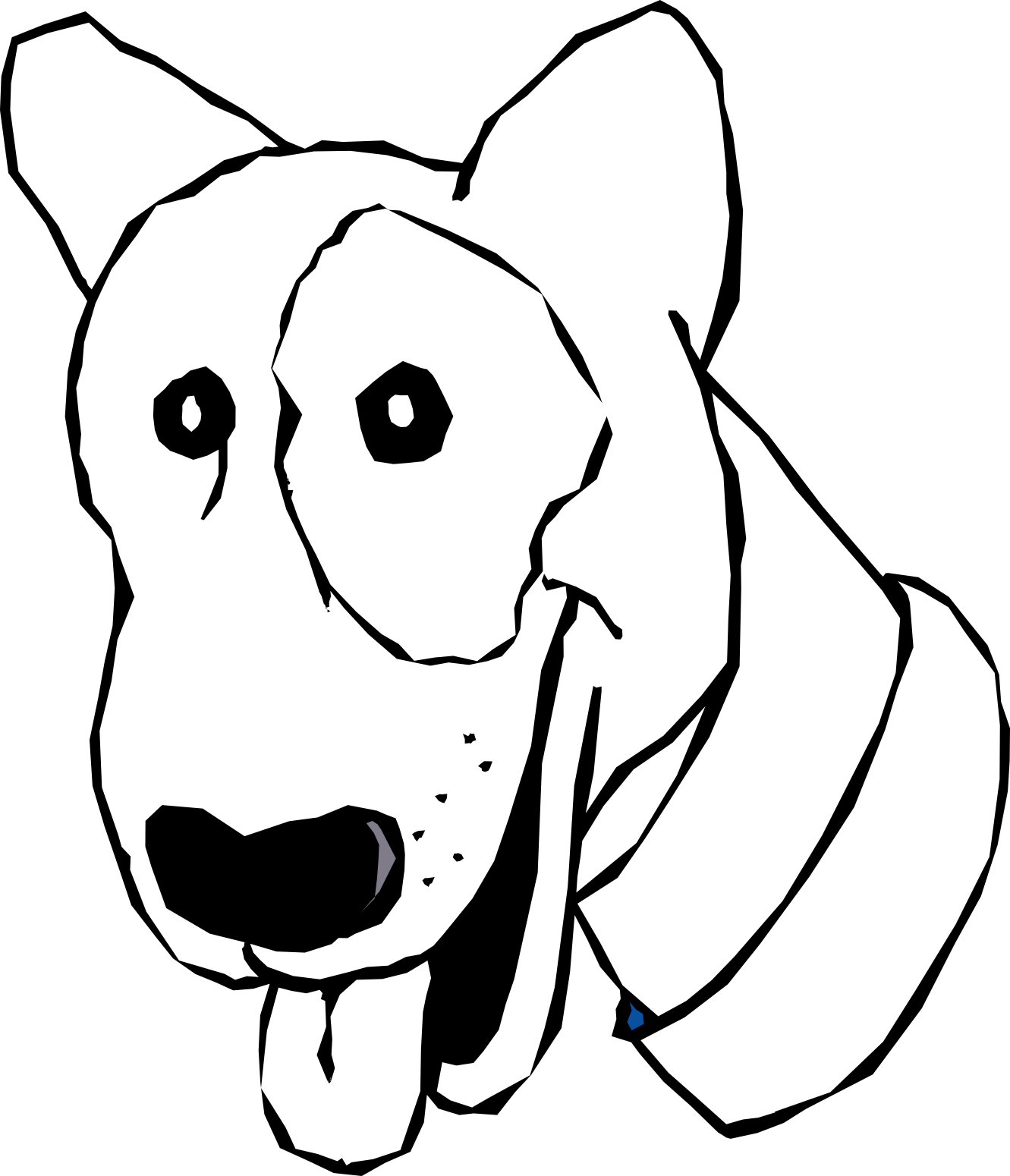 Images For Black And White Dog Cartoon - Transparent Dog Black And White Cartoon (1331x1550)