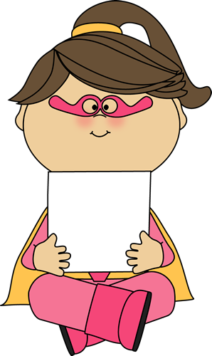 Superhero Girl Holding A Blank Sign - Clipart Girl Waving (298x500)