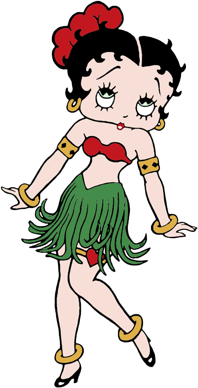 Pudgy Betty Boop Wearing Hawaiian Grass Skirt - Happy Saint Patrick's Day Animation (424x804)