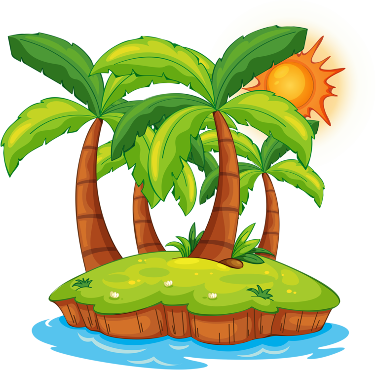 A Day At The Beach Cartoon - Dessin Île Déserte (762x750)