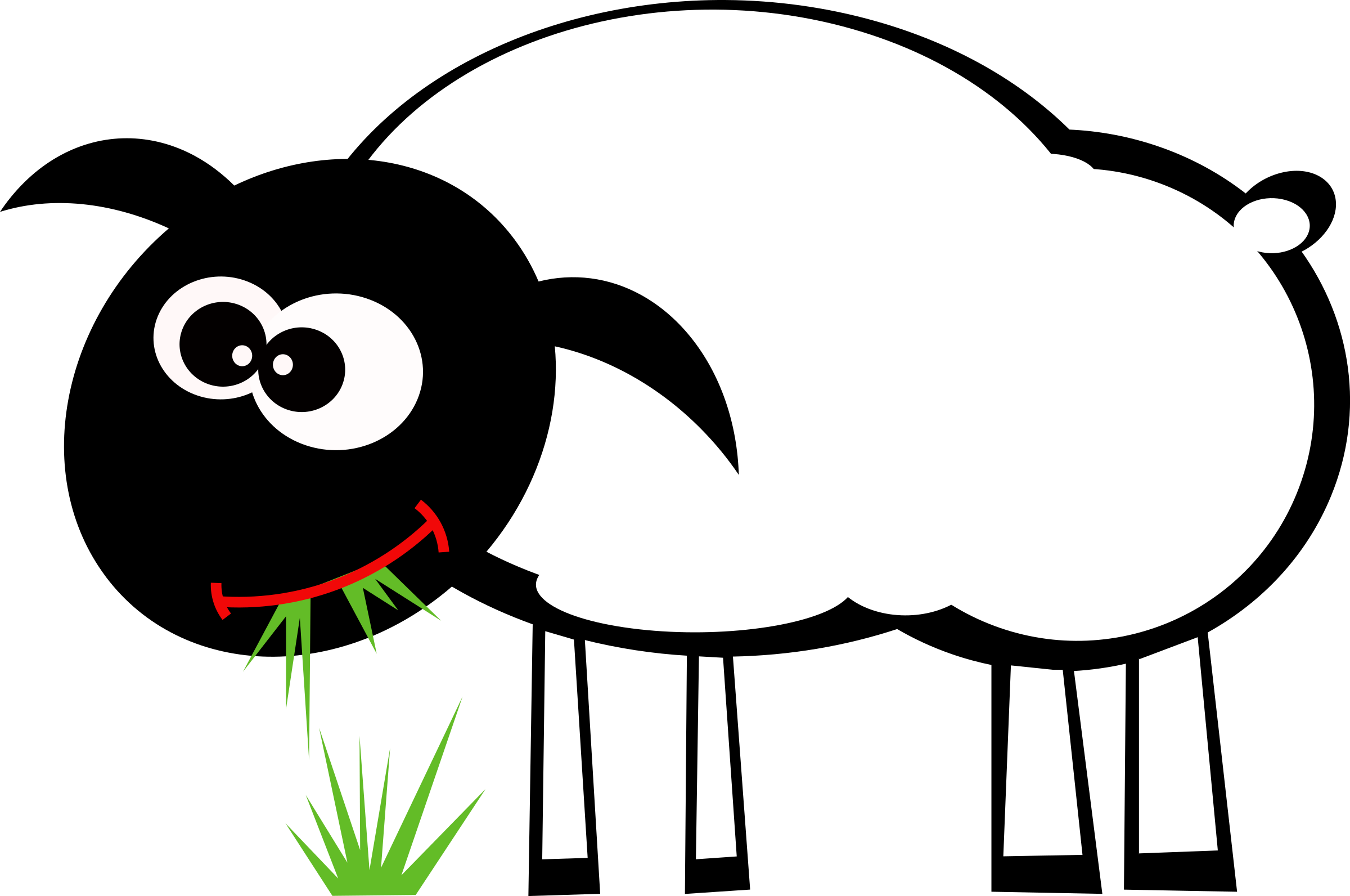 Sheep - Cartoon Sheep Eating Grass (2400x1592)