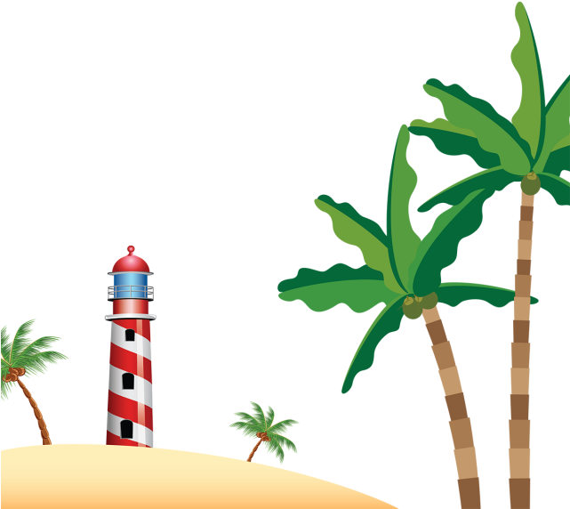 Beach Lighthouse With Coconuts Trees, Beach, Coconuts - Beach (640x640)