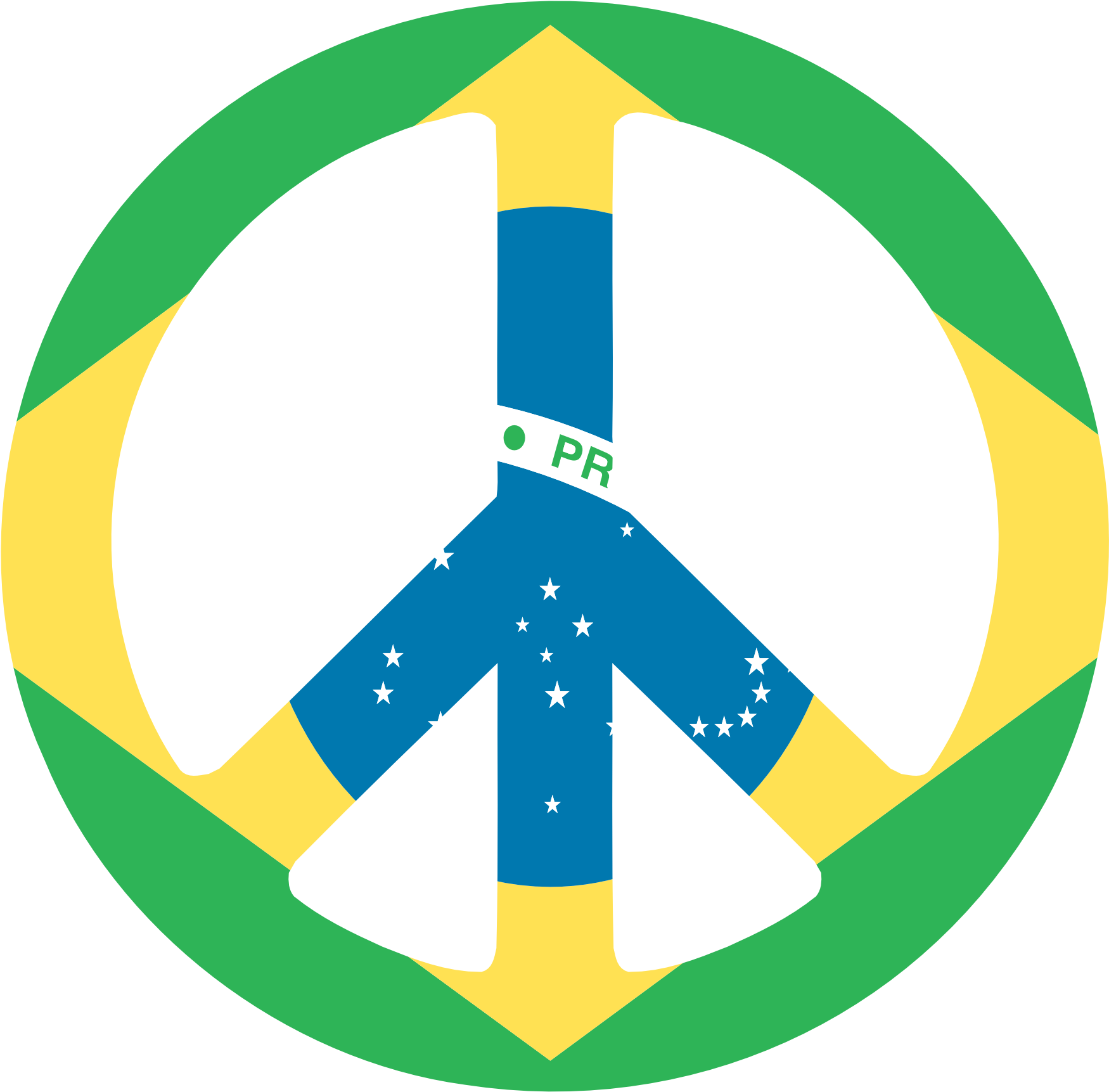 Peace Signs Clip Art Clipart Free To Use Resource - Brazil Peace Flag Sticker (rectangle) (1969x1969)