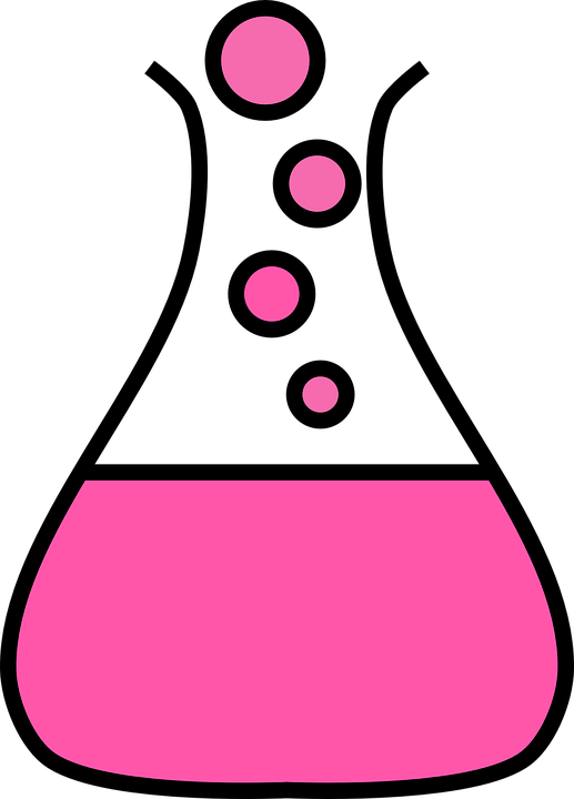 Flask Pink Fluid Bubbles Chemistry Experiment - Bubbling Test Tube Clipart (517x720)