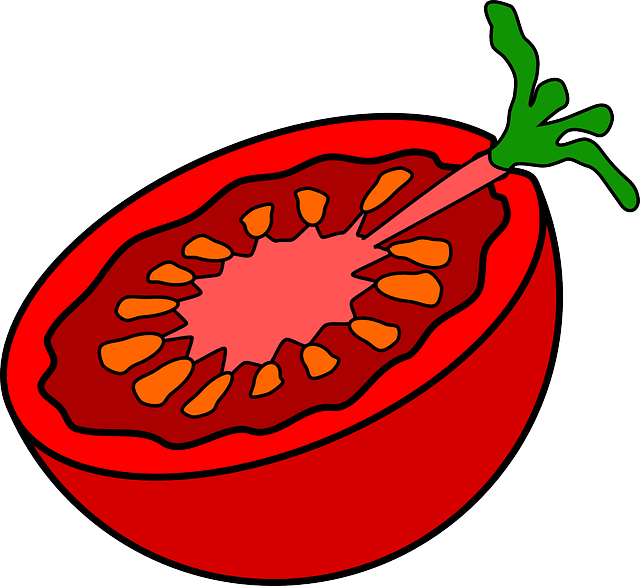 Cherry Food, Slice, Fruit, Drawing, Cartoon, Free, - Tomato Clip Art (640x586)