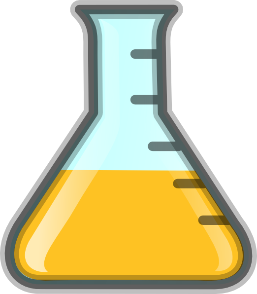 Yellow Flask Clip Art At Clker - Erlenmeyer Flask Flask Cartoon (522x596)