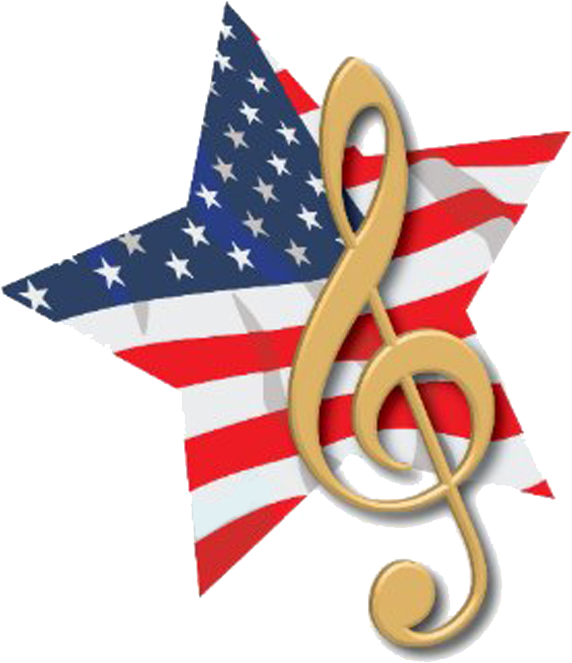 Patriotic Music Clipart - Music Note American Flag (572x663)