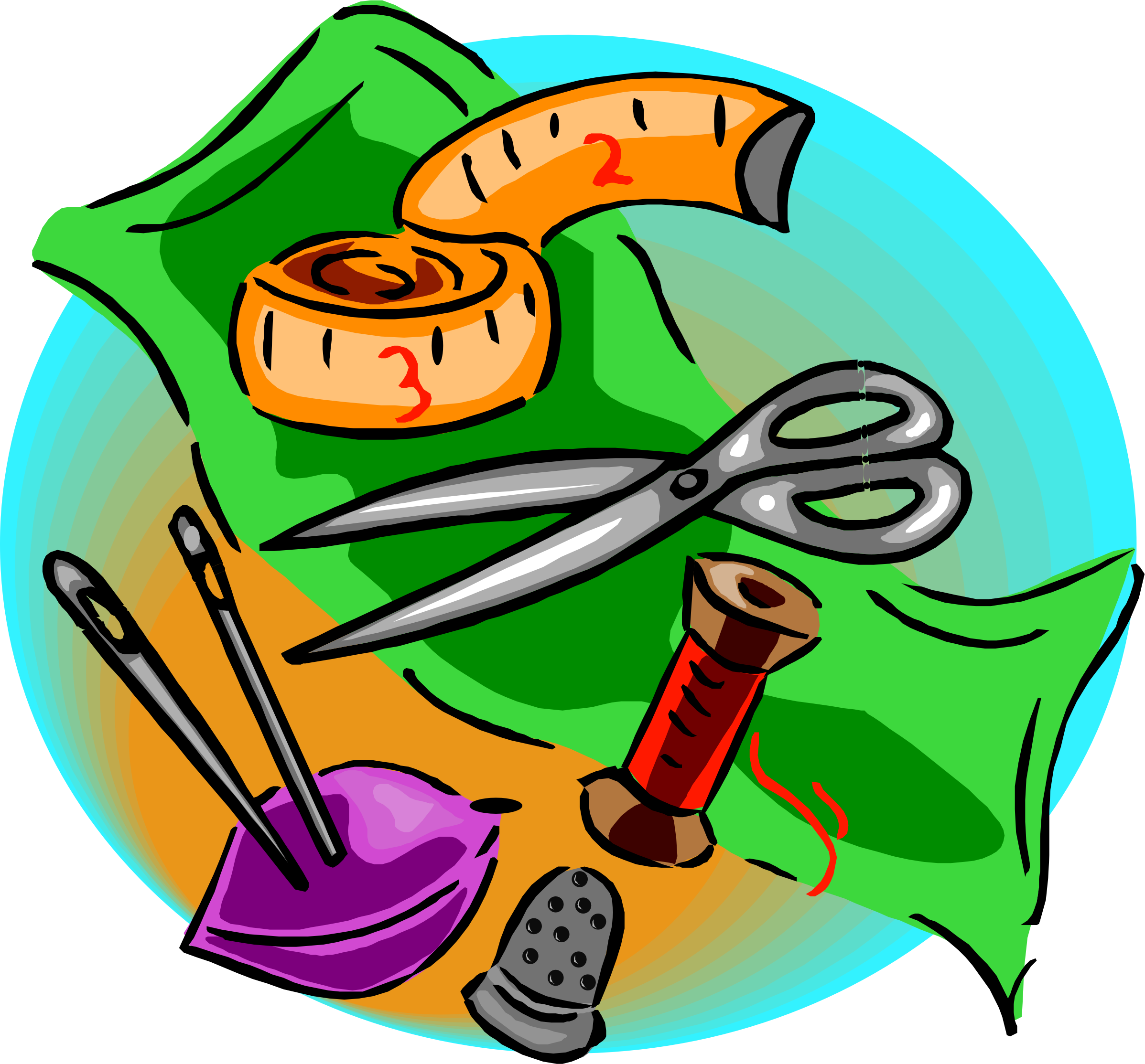 Sewing Tools - Sewing Tools And Equipment Clipart (2396x2228)