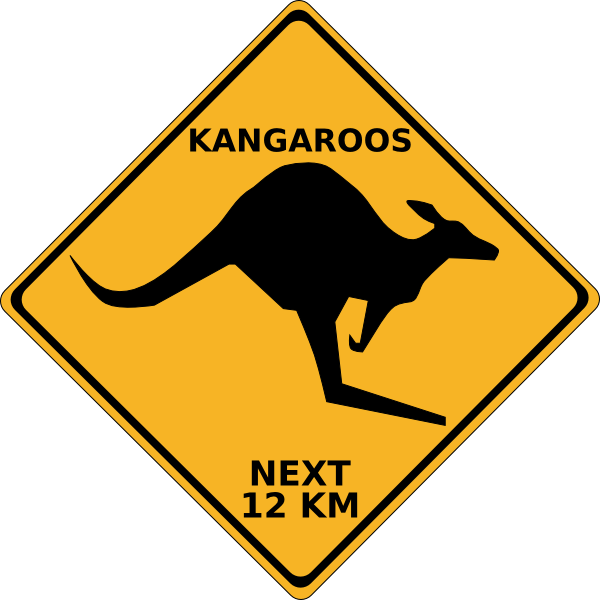 Crossing Kangaroo Sign Hi Clipart - Kangaroo Crossing Sign Clip Art (1024x1024)