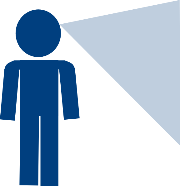 Man Sign Blue Looking Clip Art - Person Looking Clipart (576x597)