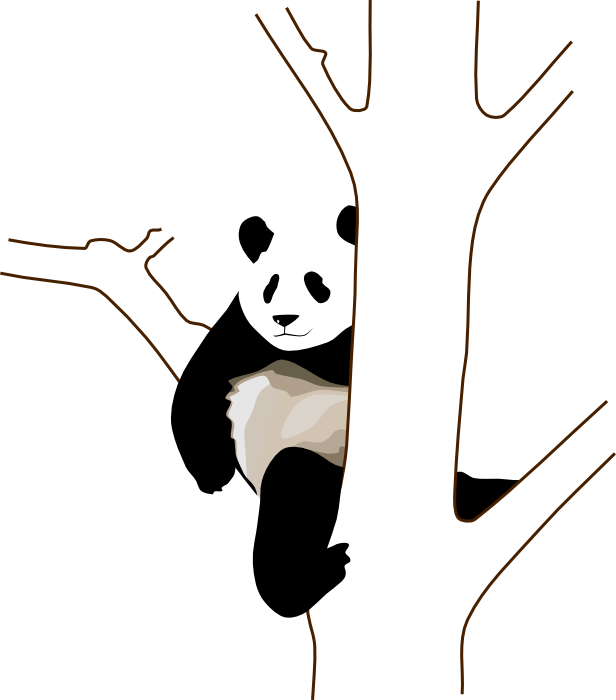 Panda On A Tree Clipart (616x700)