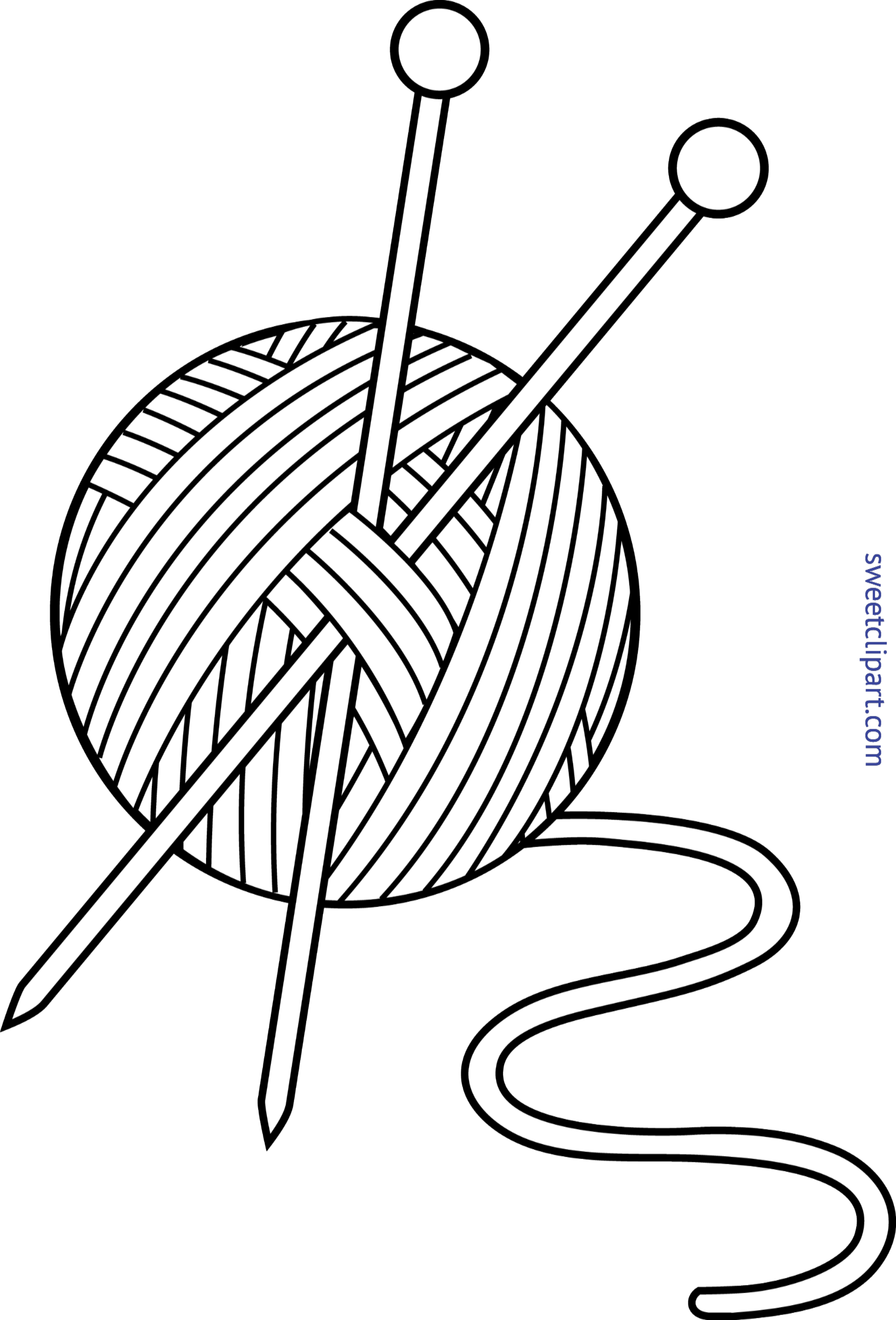 Ball Of Yarn Clipart, Clip Art Of Yard Cleanup, Clip - Wool Black And White (3504x5161)