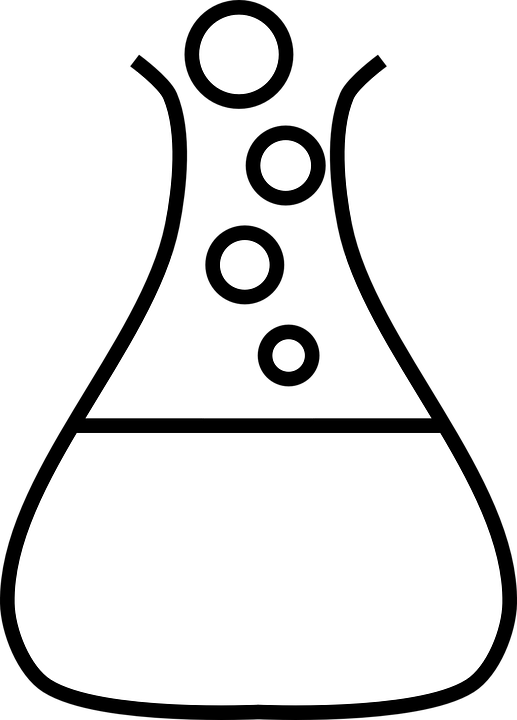 Flask, Liquid, Laboratory, Science, Chemistry, Research - Science Black And White (517x720)