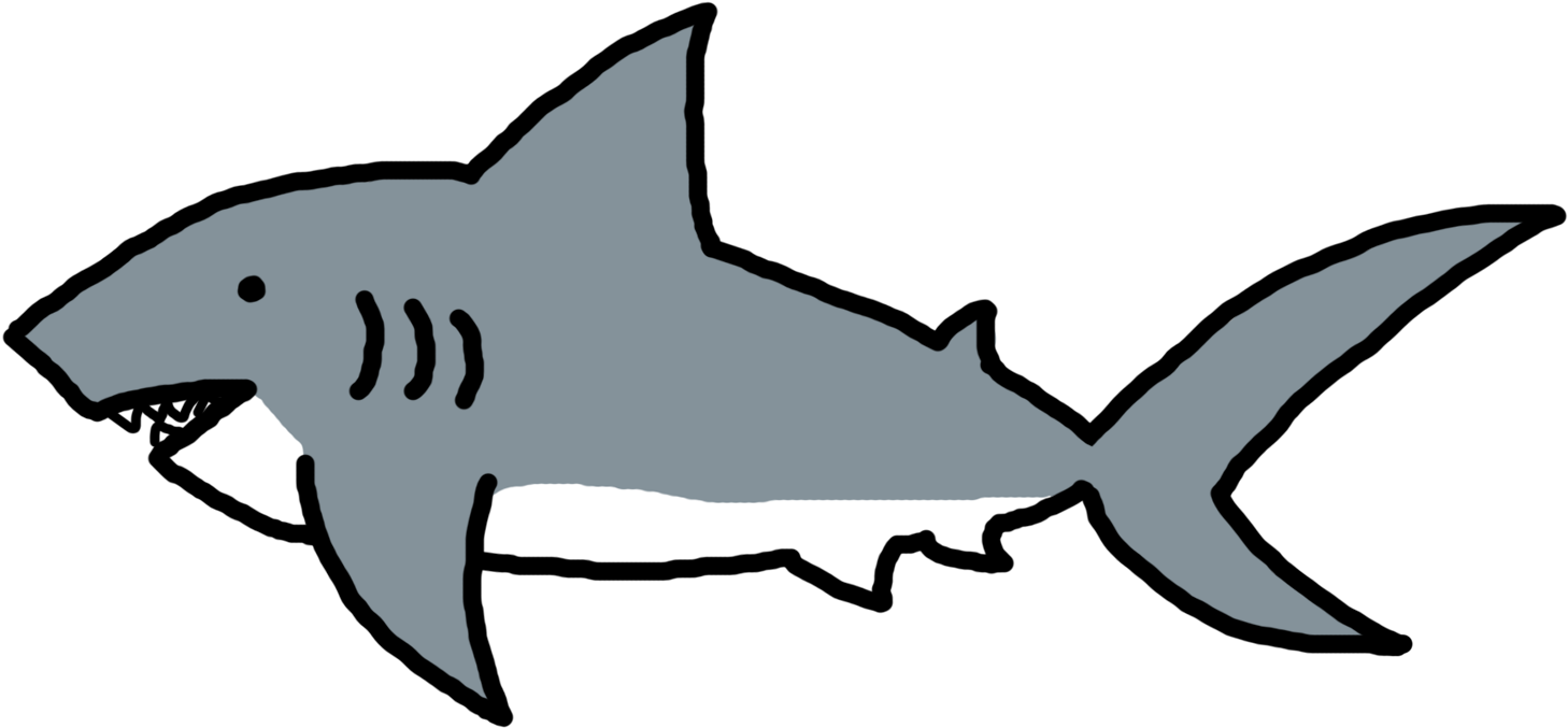 Simple Clipart Shark - Clip Art Shark Black White (1500x1500)