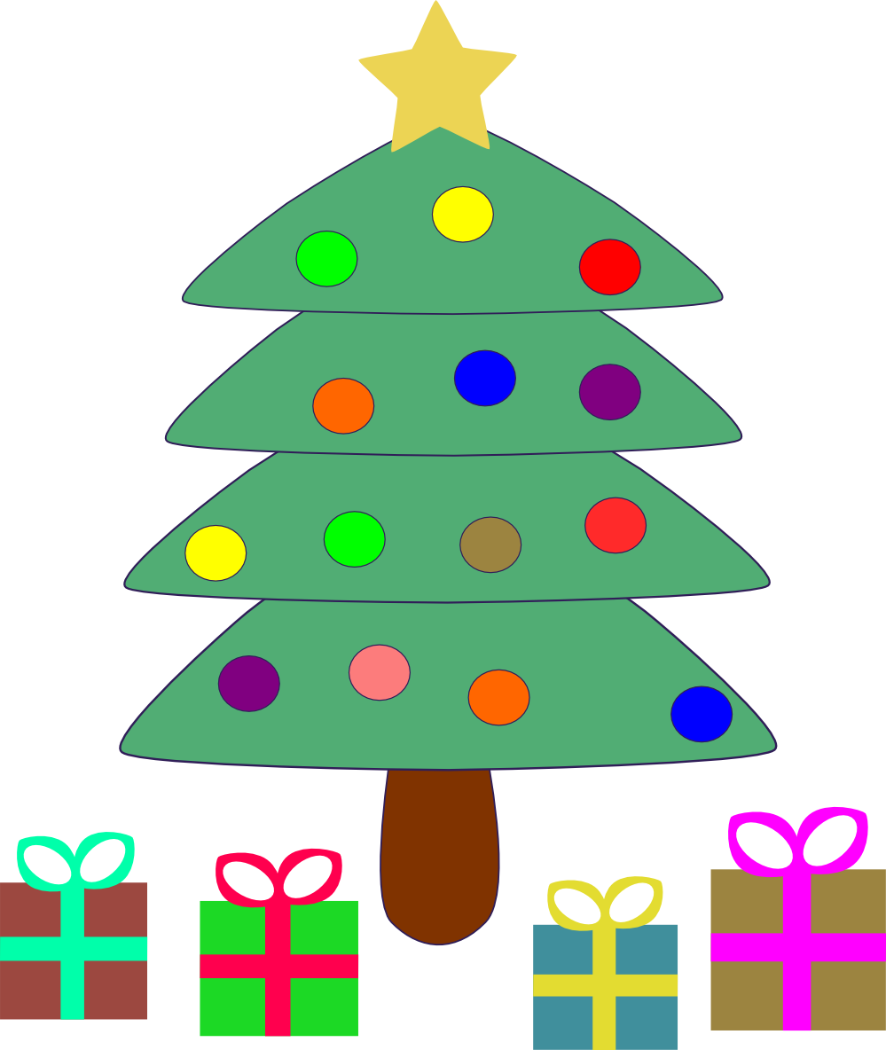 Get Notified Of Exclusive Freebies - Cartoon Christmas Tree With Presents Under (999x1184)
