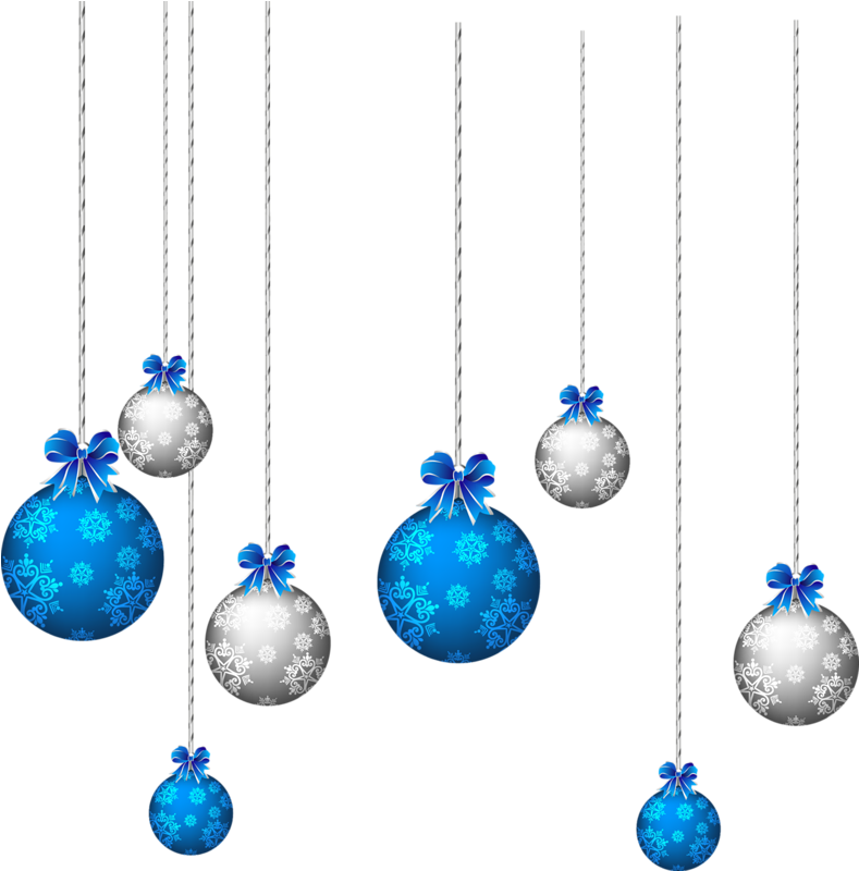 Hanging Christmas Ornament Clipart Images Pictures - Blue Christmas Balls Png (816x812)