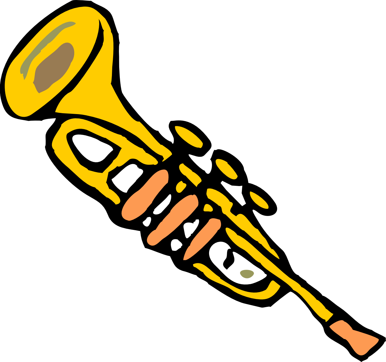 Trumpet Clip Art - Trumpet Transparent Background Clipart (1331x1247)