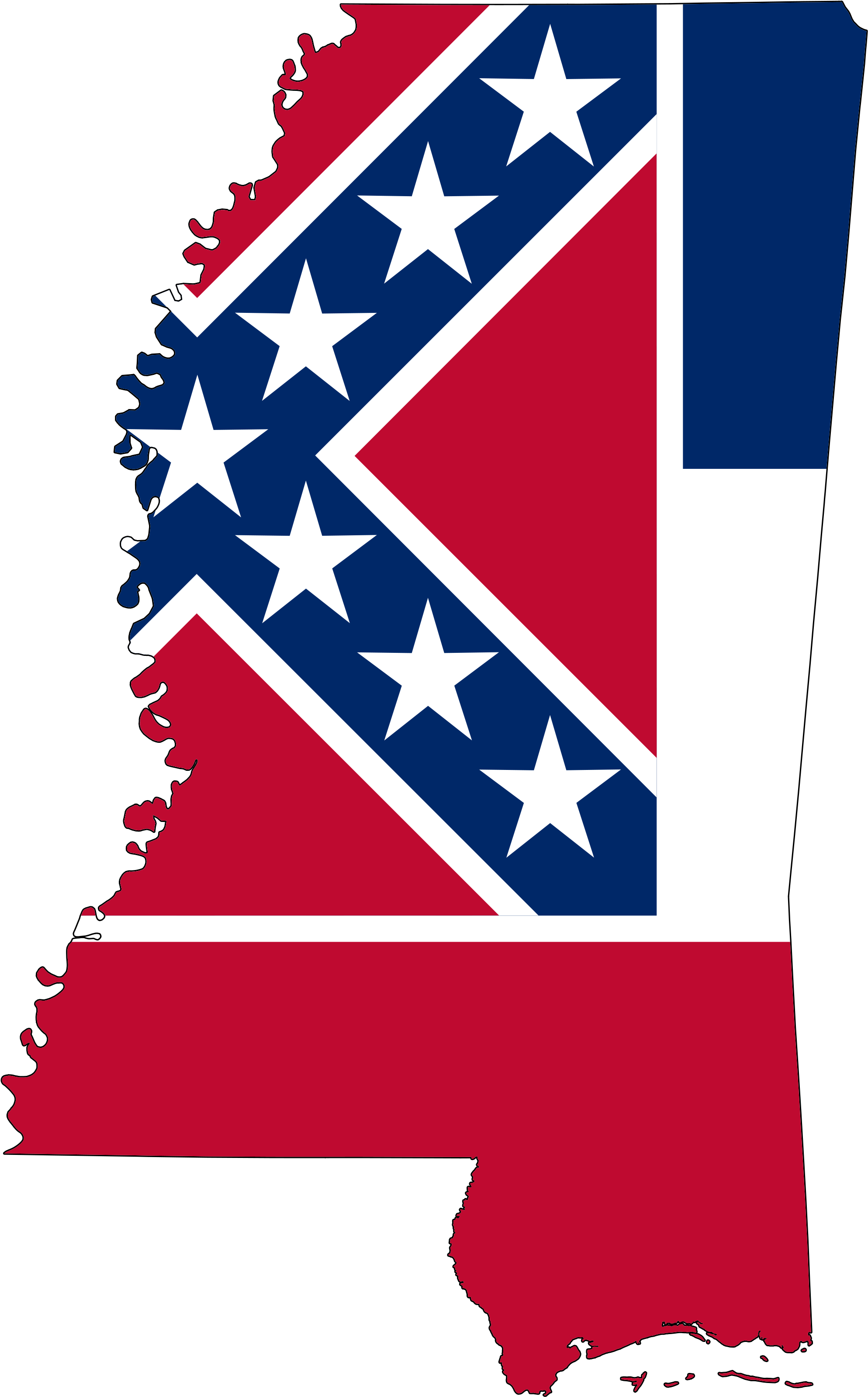 Flag-map Of Mississippi - Mississippi State Flag Map (2000x3220)