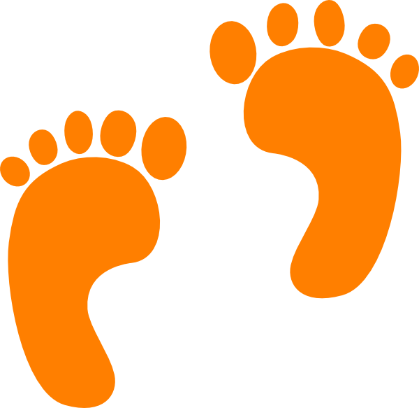 Orange Small Footprints Clip Art - Footprints Png (600x583)