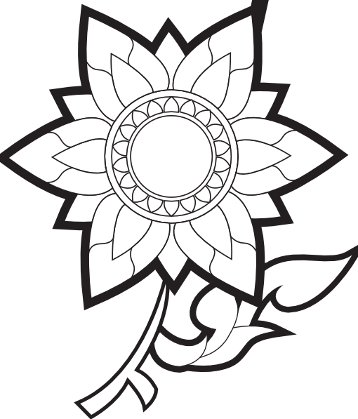 Flower Clip Art Free Black And White - Clip Art Black And White Of A Flower (510x597)