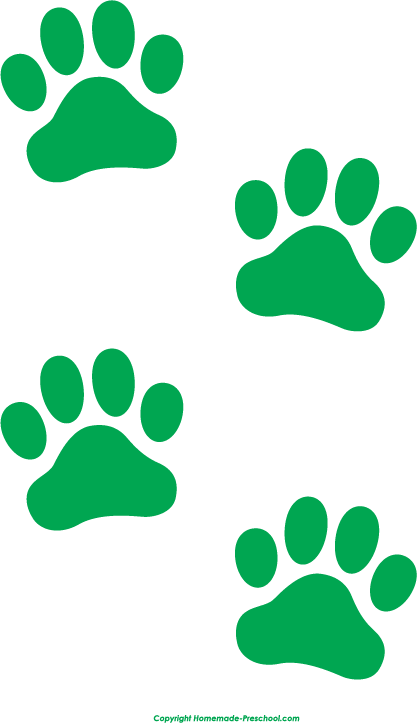 Green Paw Print Clip Art - Red And Green Paw Print (417x723)