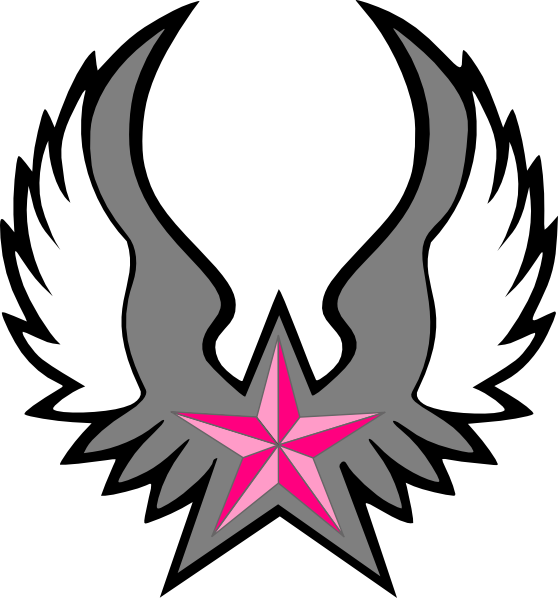 Pink Nautical Star Wings Clip Art At Clker - Star Logo With Wings (558x598)