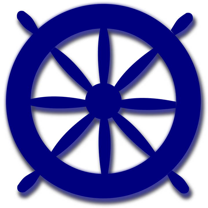 Steering Navigation Blue Wheel Ship Nautical Sea - Ships Wheel Clipart (719x720)