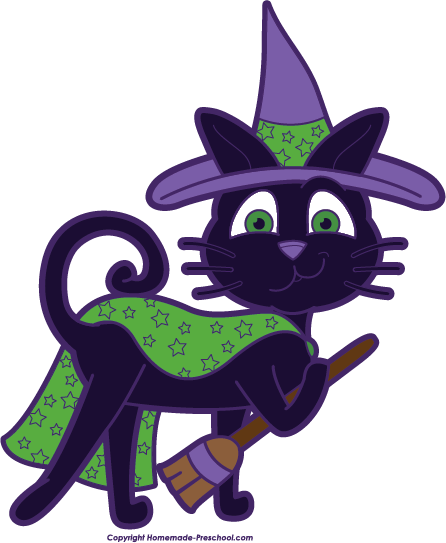 Click To Save Image - Witch Cat Clip Art (446x543)