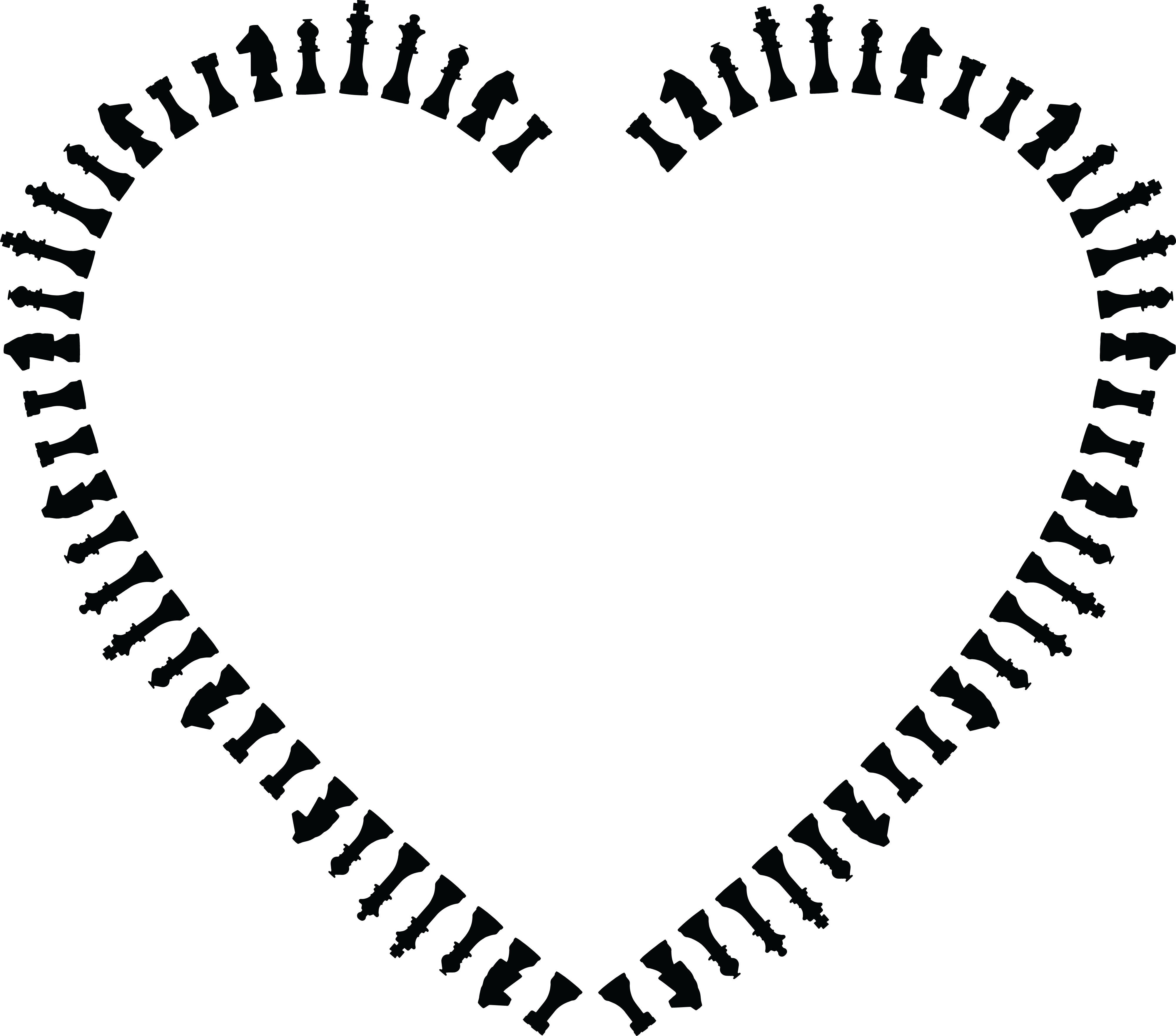 Free Clipart Of A Heart Frame Of Chess Pieces In Black - Heart With Lines Png (4000x3523)
