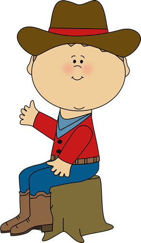 Cowboy Sitting On A Tree Stump - Cowboy Sitting Clipart (291x500)