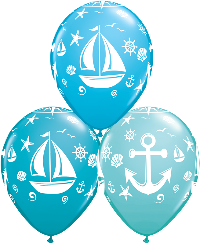 11" Round Special Assorted Nautical Sailboat & Anchor - Qualatex 43430-q Latex Balloons, Special Assortment (660x803)