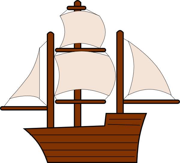 Free Vector Unfurled Sailing Ship Clip Art - Sail Ship Clip Art (600x543)