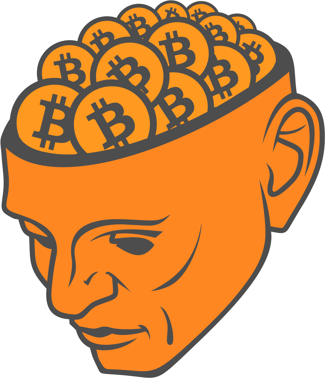 Brains Clipart Orange - Bitcoin In The Head (1293x1293)