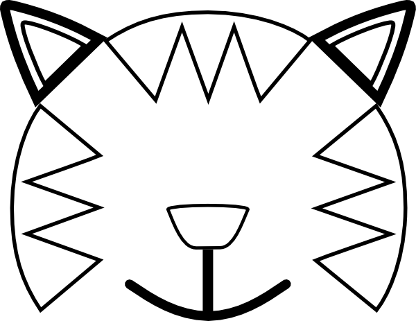 Totetude Cat Outline Face Clip Art - Cat Face Coloring Pages (600x463)